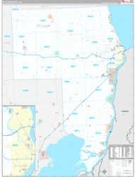 St. Clair County, MI Wall Map Premium Style 2024